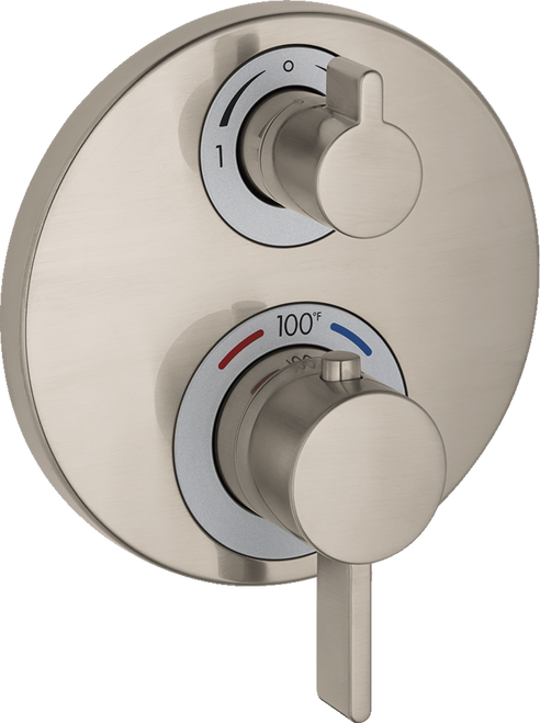 Hansgrohe Ecostat S Thermostatic Trim with Volume Control & Diverter for 2 Functions - Brushed Nickel