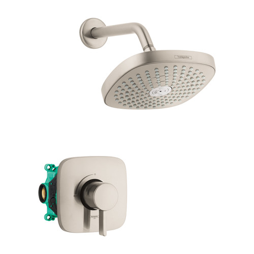 Hansgrohe 04911820 Croma Select E Pressure Balance Shower Set with Rough, 2.0 gpm in: Brushed Nickel