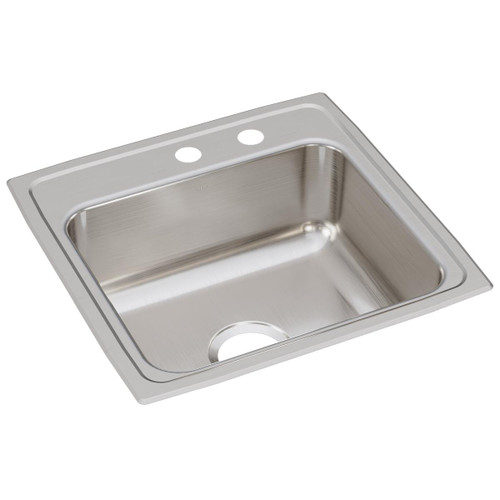 Elkay Lustertone Classic Stainless Steel 19-1/2" x 19" x 7-1/2", MR2-Hole Single Bowl Drop-in Sink