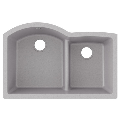 Elkay Quartz Classic 33" x 22" x 10" Offset 60/40 Double Bowl Undermount Sink with Aqua Divide Greystone