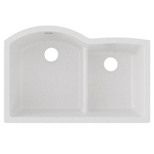 Elkay Quartz Classic 33" x 22" x 10" Offset 60/40 Double Bowl Undermount Sink with Aqua Divide White