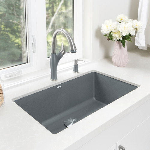 Blanco 440148 Precis Super Single Bowl: Metallic Gray Undermount Kitchen Sink