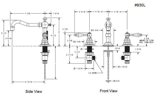 Newport Brass Chesterfield 930L/26 Widespread Lavatory Faucet Polished Chrome