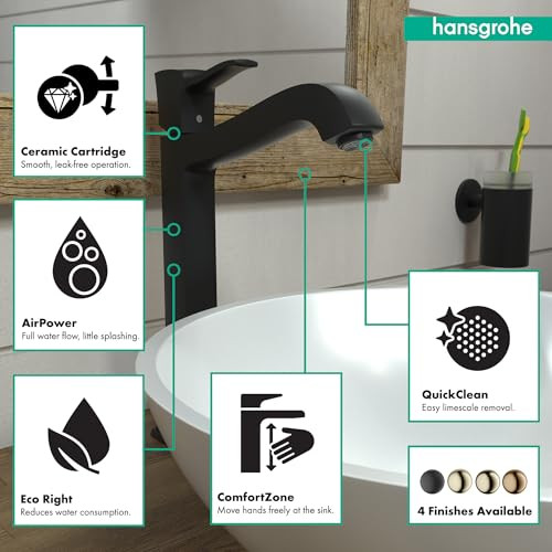 Hansgrohe 31303671 Metropol Classic Single-Hole Faucet 260 with Pop-Up Drain, 1.2 GPM in Matte Black