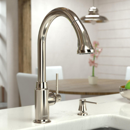 Hansgrohe 04215830 Talis C Higharc Single Hole Kitchen Faucet W/Pull Down 2 Spray LowFlow POLISHED NICKEL