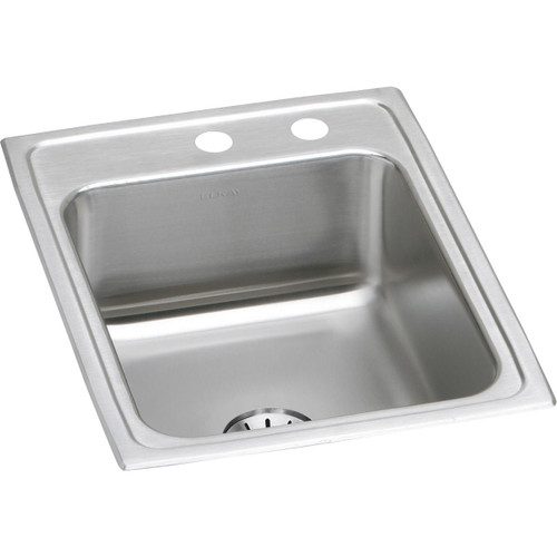 Elkay Lustertone Classic Stainless Steel 17" x 22" x 7-5/8", MR2-Hole Single Bowl Drop-in Sink with Perfect Drain