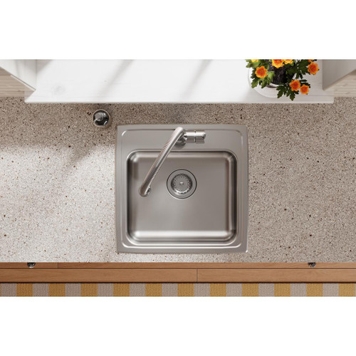 Elkay Lustertone Classic Stainless Steel 19-1/2" x 19" x 5", 0-Hole Single Bowl Drop-in ADA Sink