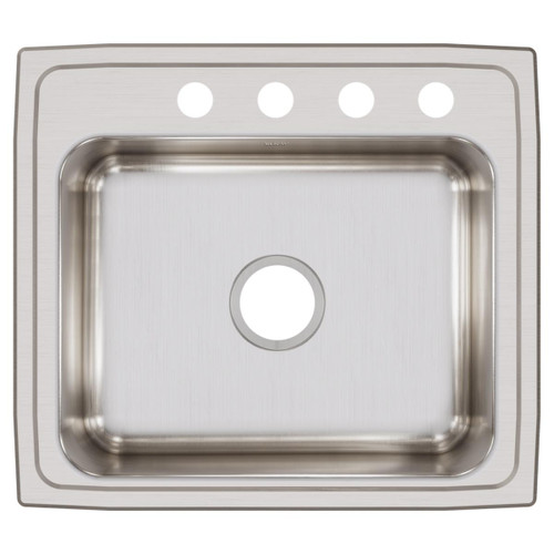 Elkay Lustertone Classic Stainless Steel 22" x 19-1/2" x 7-5/8" 4-Hole Single Bowl Drop-in Sink with Quick-clip