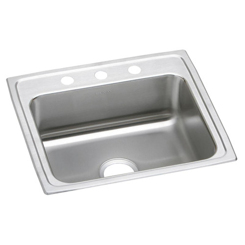 Elkay Lustertone Classic Stainless Steel 22" x 19-1/2" x 7-5/8", 3-Hole Single Bowl Drop-in Sink