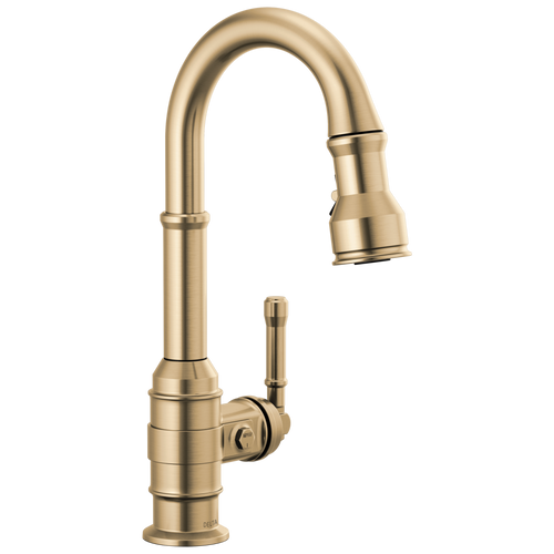 Delta Broderick 9990-CZ-DST Single Handle Pull-Down Bar/Prep Faucet in Champagne Bronze Finish