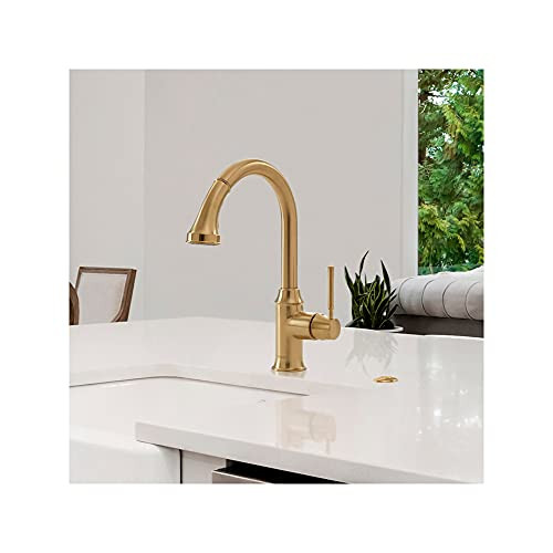 Hansgrohe 04215250 Talis C High Arc Kitchen Faucet, 2-Spray Pull-Down, 1.75 GPM in Brushed Gold Optic