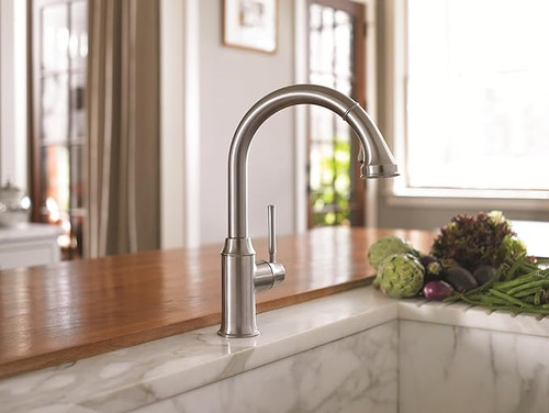 Hansgrohe 04215800 Talis C High Arc Kitchen Faucet, 2-Spray Pull-Down, 1.75 GPM in Steel Optic Hansgrohe 04215800 Talis C High Arc Kitchen Faucet, 2-Spray Pull-Down, 1.75 GPM in Steel Optic