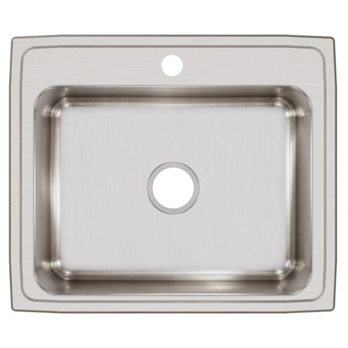 Elkay Lustertone Classic Stainless Steel 25" x 21-1/4" x 7-7/8", 1-Hole Single Bowl Drop-in Sink with Quick-clip