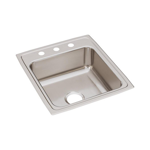 Elkay Lustertone Classic Stainless Steel 19-1/2" x 22" x 5-1/2" 3-Hole Single Bowl Drop-in ADA Sink