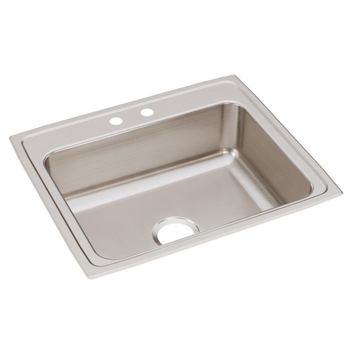 Elkay Lustertone Classic Stainless Steel 25" x 21-1/4" x 7-7/8" 2-Hole Single Bowl Drop-in Sink