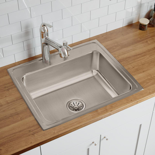 Elkay Lustertone Classic Stainless Steel 25" x 21-1/4" x 7-7/8" 2-Hole Single Bowl Drop-in Sink