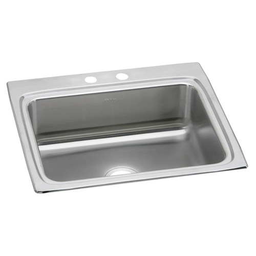 Elkay Lustertone Classic Stainless Steel 25" x 22" x 8-1/8", 2-Hole Single Bowl Drop-in Sink