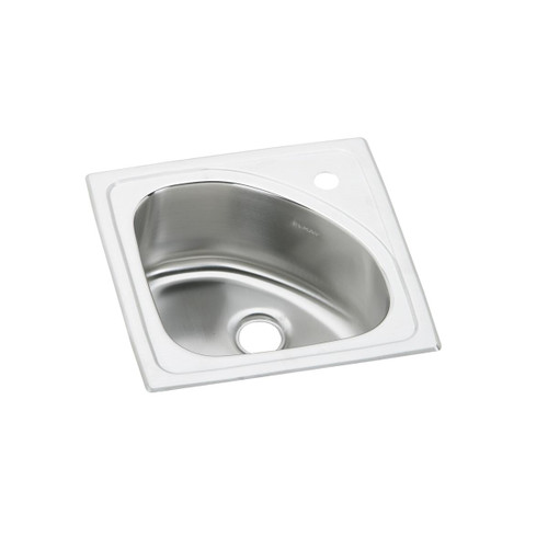 Elkay Lustertone Classic Stainless Steel 15" x 15" x 6-1/2" 1-Hole Single Bowl Drop-in Bar Sink