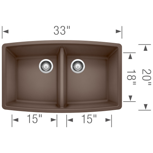 Blanco 440068 Performa Silgranit II Double Bowl - Cafe Brown Undermount Kitchen Sink Blanco 440068 Performa Silgranit II Double Bowl - Cafe Brown Undermount Kitchen Sink