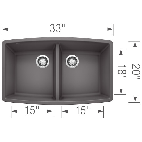 Blanco 441473 Performa Silgranit II Double Bowl - Cinder Undermount Blanco 441473 Performa Silgranit II Double Bowl - Cinder Undermount