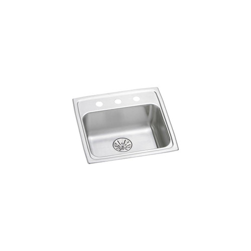 Elkay Lustertone Classic Stainless Steel 19-1/2" x 19" x 6-1/2", 1-Hole Single Bowl Drop-in ADA Sink with Perfect Drain