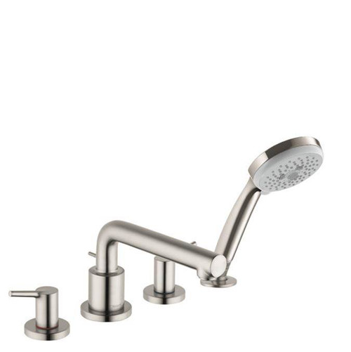 Hansgrohe 72414821 Talis S 4-Hole Roman Tub Set Trim with 1.8 GPM Handshower in Brushed Nickel