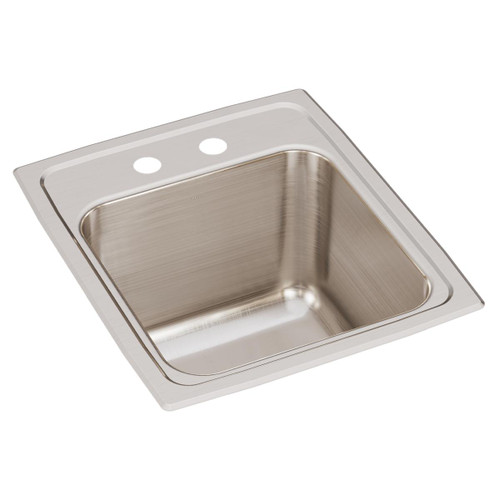 Elkay Lustertone Classic Stainless Steel 15" x 17-1/2" x 10" 2-Hole Single Bowl Drop-in Sink