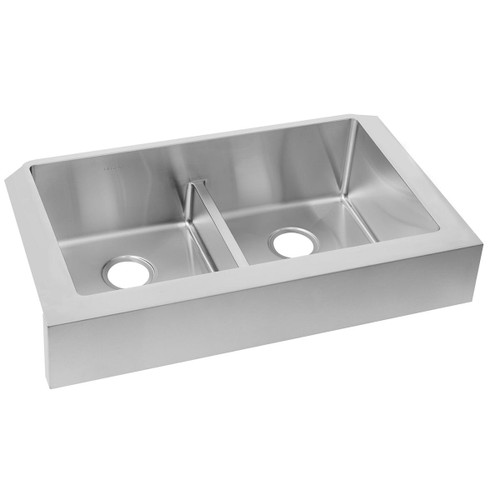 Elkay Crosstown 18 Gauge Stainless Steel 35-7/8" x 20-1/4" x 9", Equal Double Bowl Farmhouse Sink with Aqua Divide