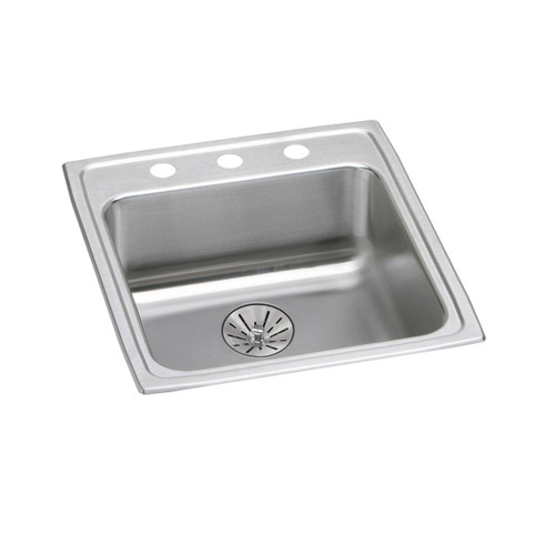 Elkay Lustertone Classic Stainless Steel 19-1/2" x 22" x 6-1/2", 1-Hole Single Bowl Drop-in ADA Sink with Perfect Drain