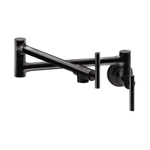 Elkay Avado Wall Mount Single Hole Pot Filler Kitchen Faucet with Lever Handles Matte Black