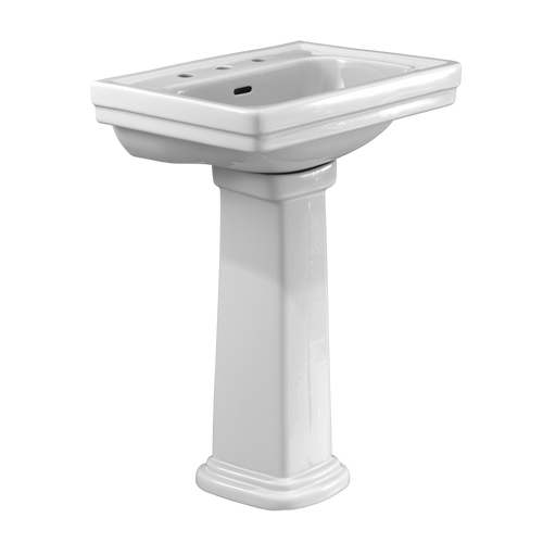 TOTO LPT532.8N#01 Promenade 24" x 19-1/4" Rectangular Pedestal Bathroom Sink for 8 inch Center Faucets, Cotton White