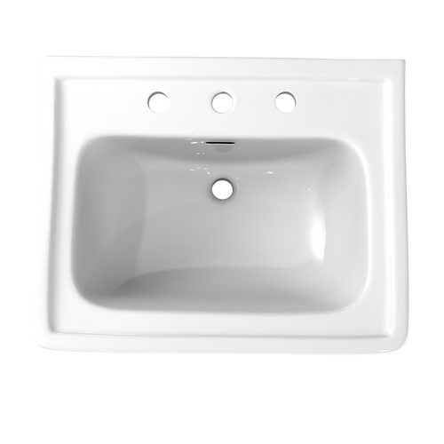 Toto Promenade Pedestal Rectangular 24" x 19-1/4" Bathroom Sink and Shroud for 8 Inch Center Faucets in Cotton White