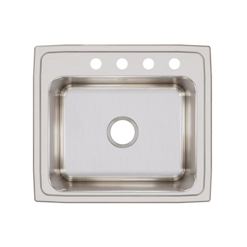 Elkay Lustertone Classic Stainless Steel 22" x 19-1/2" x 10-1/8" 4-Hole Single Bowl Drop-in Sink with Quick-clip
