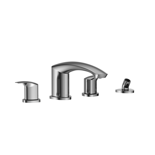 TOTO GM Two-Handle Deck-Mount Roman Tub Filler Trim with Handshower, Polished Chrome - TBG09202U#CP