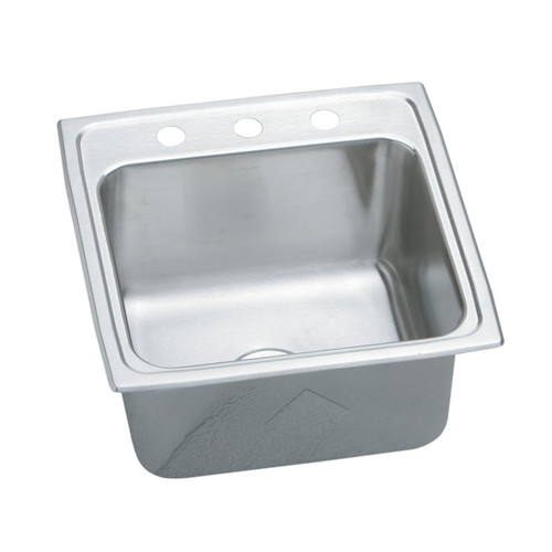 Elkay Lustertone Classic Stainless Steel 19-1/2" x 19" x 10-1/8", 1-Hole Single Bowl Drop-in Laundry Sink with Quick-clip