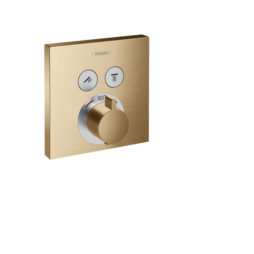 Hansgrohe 15763141 ShowerSelect Thermostatic Trim for 2 Functions, Square in Brushed Bronze