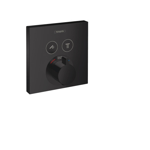 Hansgrohe 15763671 ShowerSelect Thermostatic Trim for 2 Functions, Square in Matte Black