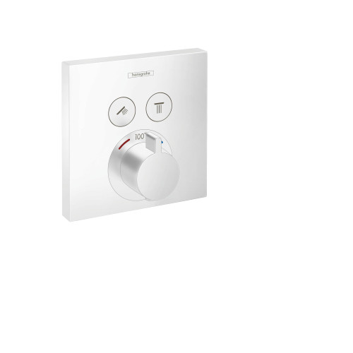 Hansgrohe 15763701 ShowerSelect Thermostatic Trim for 2 Functions, Square in Matte White