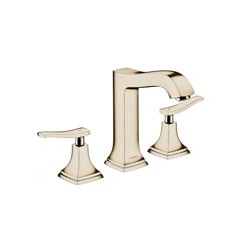 Hansgrohe 31331831 Metropol Classic Widespread Faucet 160 with Lever Handles and Pop-Up Drain, 1.2 GPM in Polished Nickel