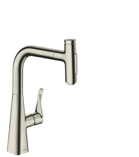 Hansgrohe 73822801 Metris Select Prep Kitchen Faucet, 2-Spray Pull-Out, 1.75 GPM in Steel Optic