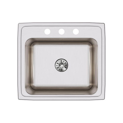 Elkay Lustertone Classic Stainless Steel 22" x 19-1/2" x 10-1/8" 3-Hole Single Bowl Drop-in Sink with Perfect Drain