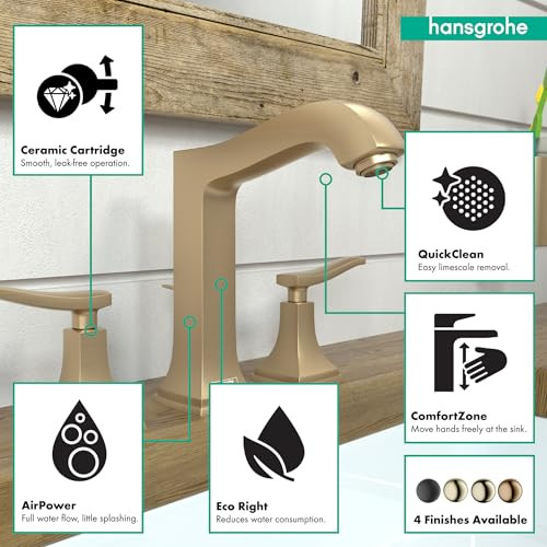 Hansgrohe 31331141 Metropol Classic Widespread Faucet 160 with Lever Handles and Pop-Up Drain, 1.2 GPM in Brushed Bronze