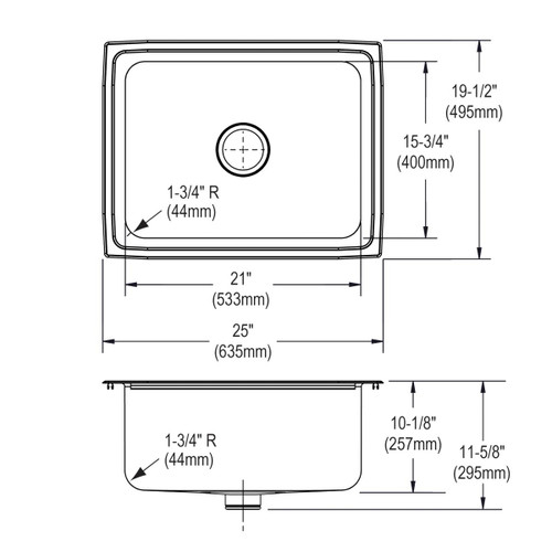 Elkay Lustertone Classic Stainless Steel 25" x 19-1/2" x 10-1/8", Single Bowl Drop-in Sink with Perfect Drain