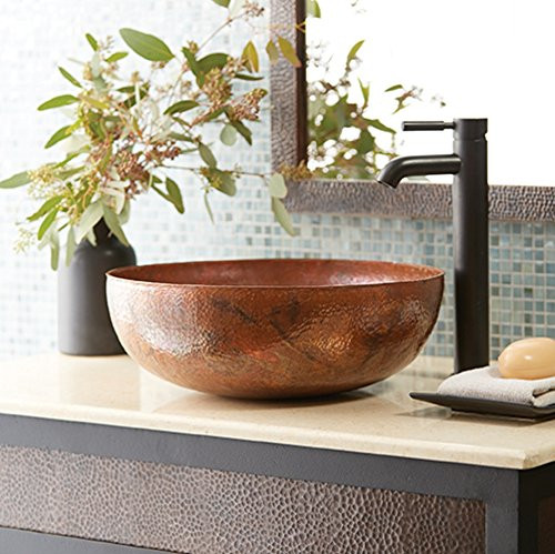 Native Trails CPS363 MAESTRO Round Vessel: Hammered Copper Bathroom Sink Native Trails CPS363 MAESTRO Round Vessel: Hammered Copper Bathroom Sink