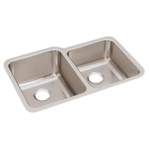 Elkay ELUH3120R Lustertone Classic Stainless Steel 31-1/4" x 20-1/2" x 9-7/8", Offset Double Bowl Undermount Sink