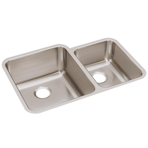 Elkay Lustertone Classic Stainless Steel 30-3/4" x 21" x 9-7/8" Offset 60/40 Double Bowl Undermount Sink