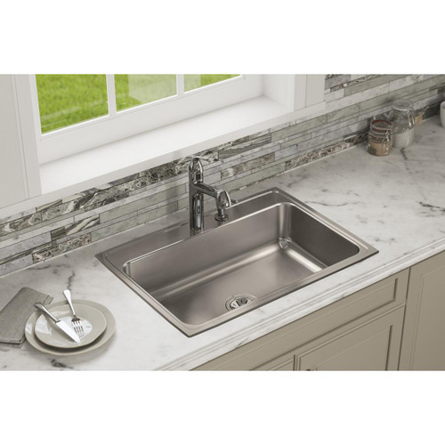 Elkay Lustertone Classic Stainless Steel 31" x 22" x 7-5/8" 2-Hole Single Bowl Drop-in Sink