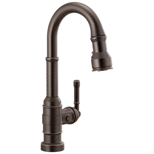 Delta Broderick 9990T-RB-DST Single Handle Pull-Down Bar/Prep Faucet with Touch2O Technology in Venetian Bronze Finish