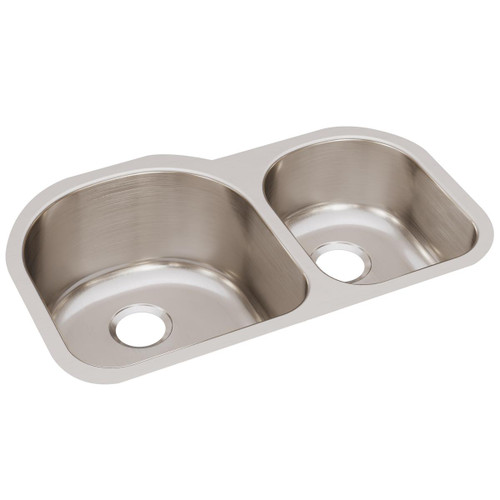 Elkay Lustertone Classic Stainless Steel 31-1/4" x 20" x 10", Offset 60/40 Double Bowl Undermount Sink