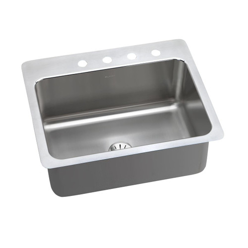 Elkay Lustertone Classic Stainless Steel 27" x 22" x 10" 1-Hole Single Bowl Dual Mount Sink with Perfect Drain